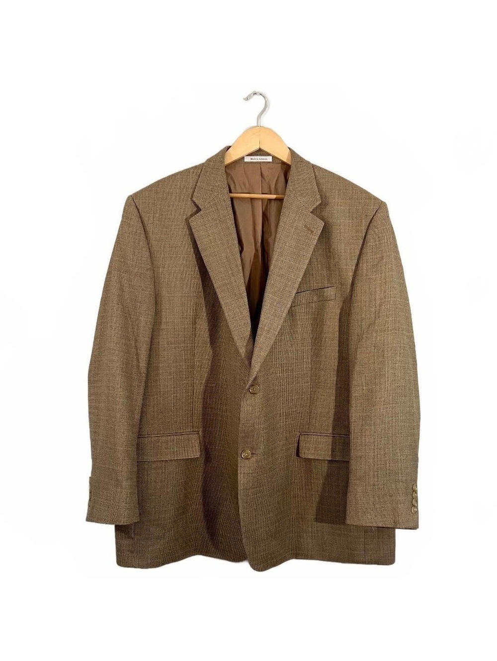 Vintage Ralph Lauren Silk/Wool Brown Houndstooth Sport Coat Blazer Jacket